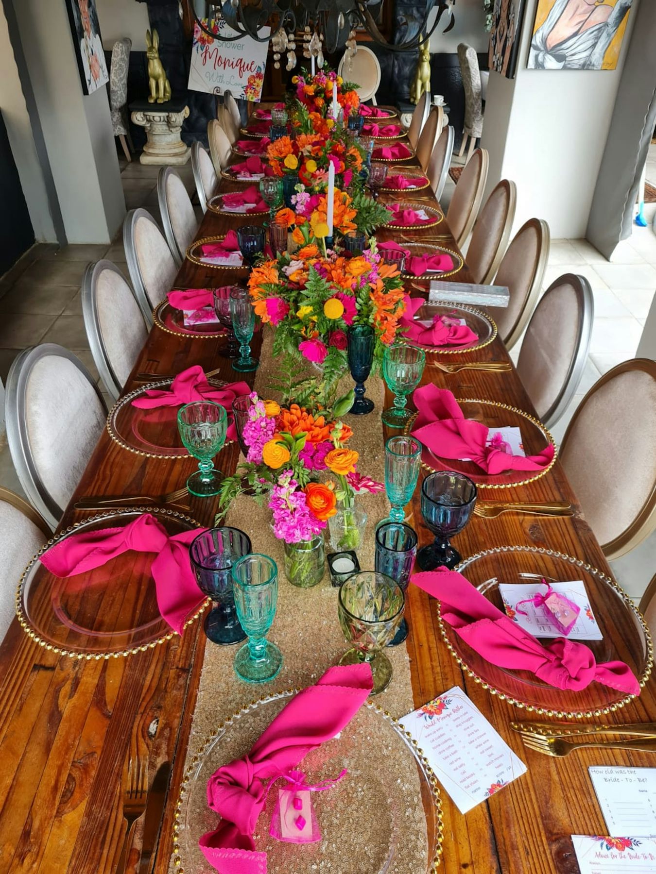 Long table set for a celebration